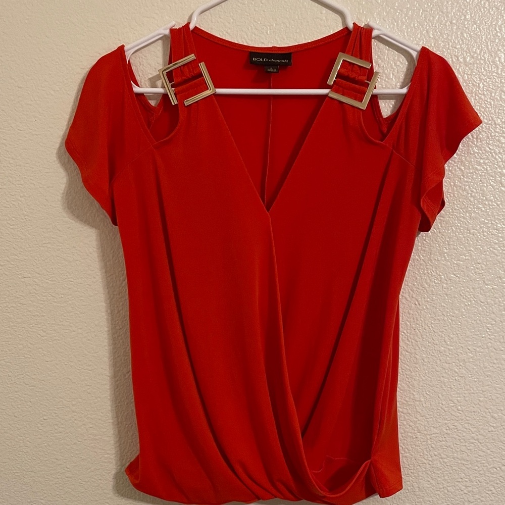 BOLD elements Scarlet Blouse with Buckle Accents